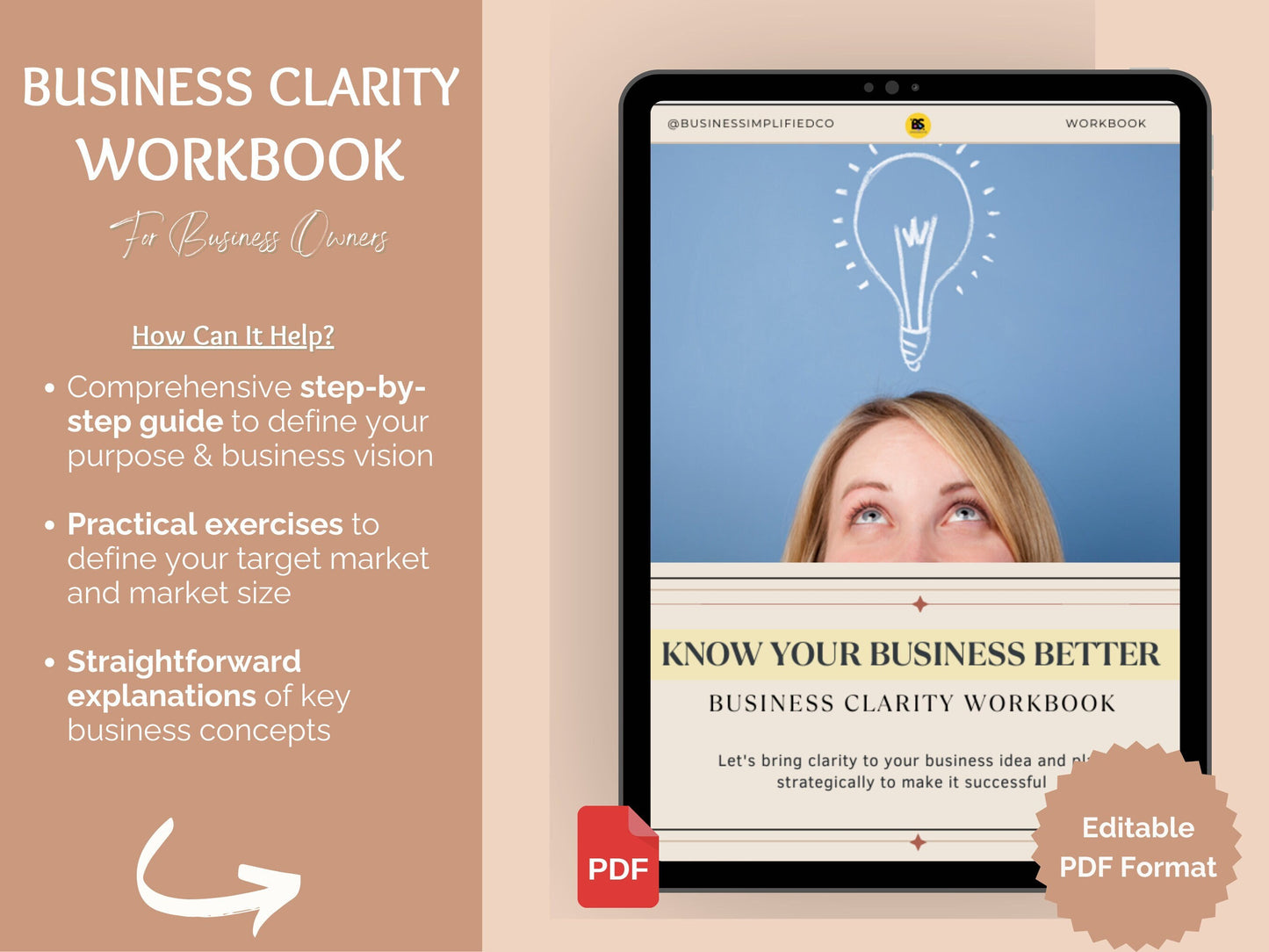 30 Page Business Clarity Workbook for new business owners & entrepreneurs | Startup Guide for entrepreneurs